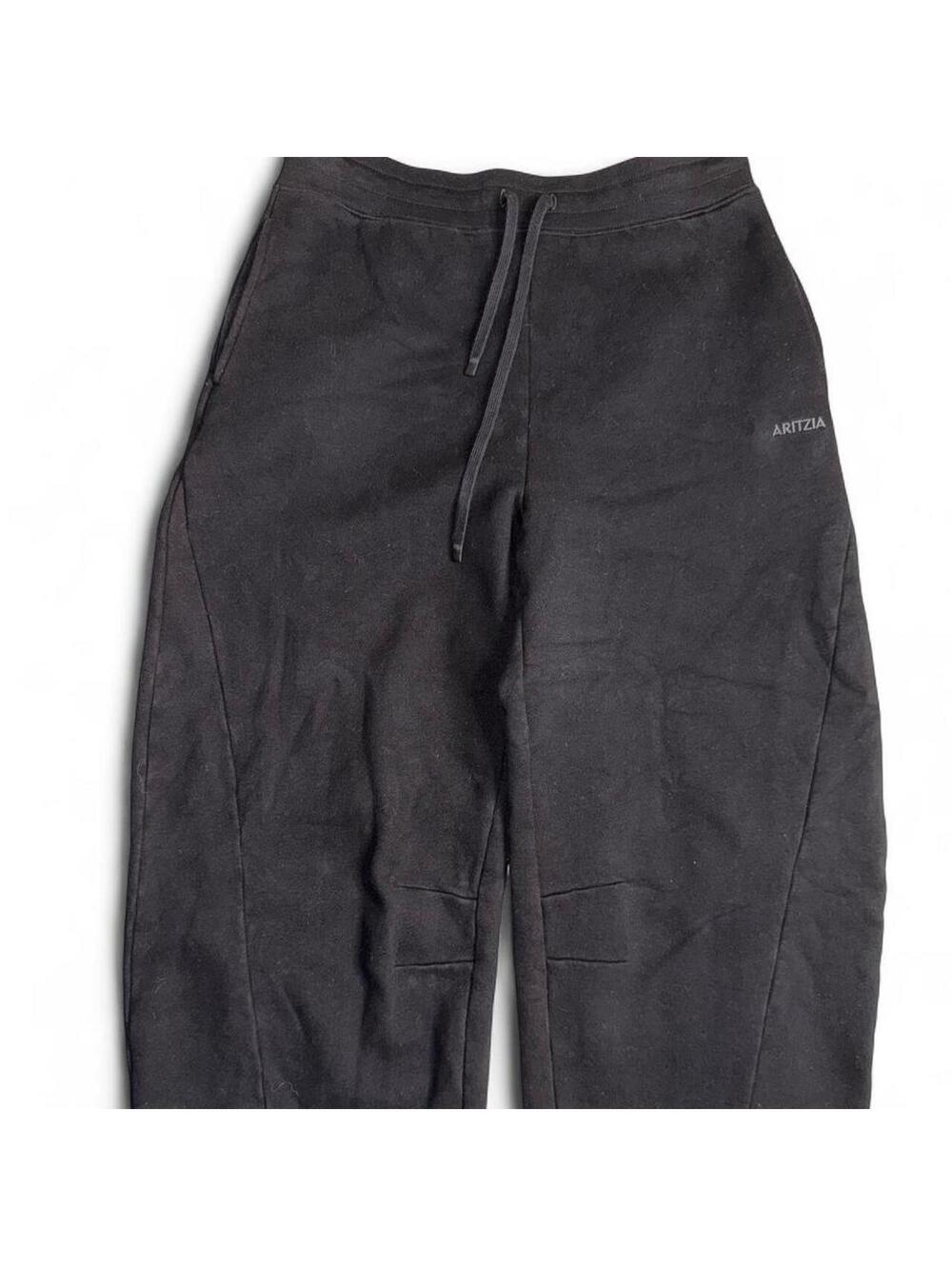 Aritzia Womens mega fit sweat fleece black barrel leg sweatpants sz M adjustable - Picture 1 of 8